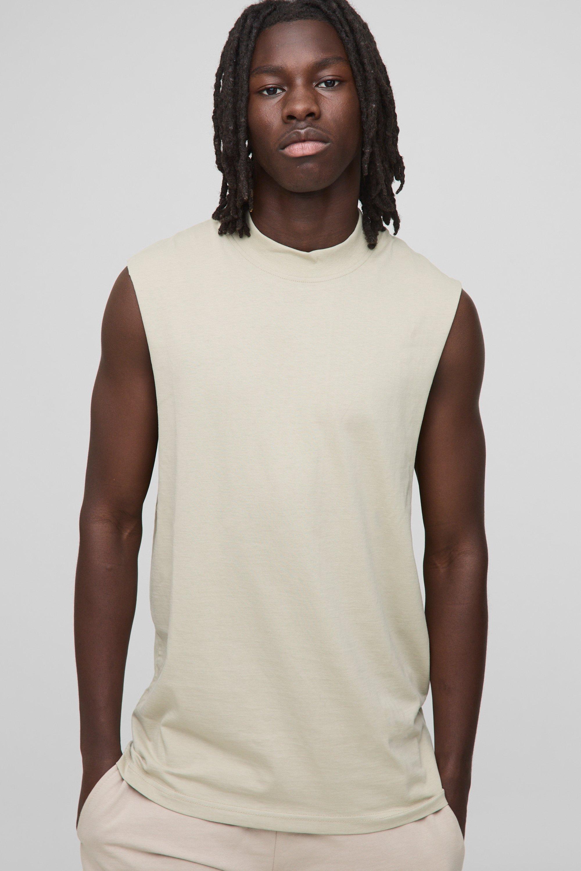 Regular Fit Basic Drop Armhole Extended Neck Tank